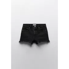 Short De Mezclilla Zara Color Negro Talla 28 Para Mujer