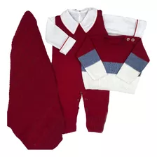 Conjunto Saída Maternidade Tricot Menino 4 Peças