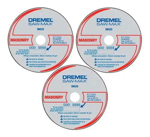Disco Corte Dremel Sm520 Saw Max X 3u Mamposteria Piedra Dgm Gris