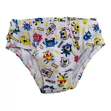 Kit 12 Cueca Infantil Rebatida Estampada Malha Algodão