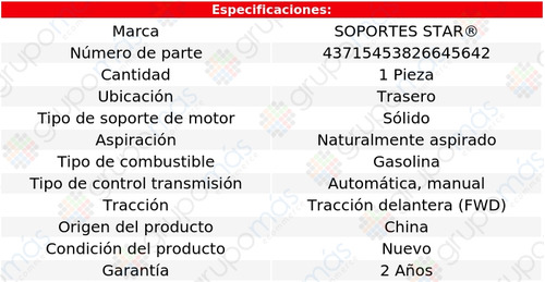 Soporte Motor Tras S Star Peugeot 206 L4 1.6l 01 A 09 Foto 2