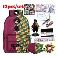 Set 12 Mochila Escolar Demon Slayer Máscara Juguete