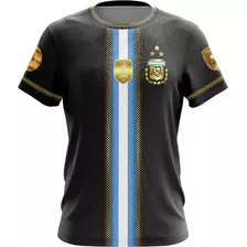 Camiseta Argentina Edicion Libre Negra Dorada Gold