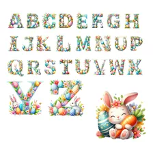 Kit Imprimible Pascua Alfabeto Png Conejos Imprimir Sublimar