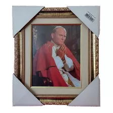 Quadro São João Paulo Ii 38x33cm Paspatur Dourado Com Vidr