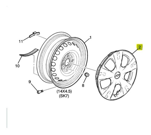 Tapon Rin Rueda 14x5.5 Chevrolet Beat Sedan 1.2 2021 Foto 4