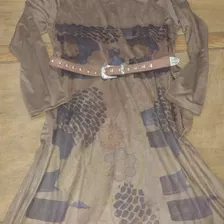 Vestido Largo Boho Chic, Gamuza Sintética Importada, Nuevo