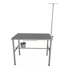 Mesa 100% Inox Cirúrgica Veterinária Balde Suporte Soro 