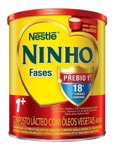 Fórmula Infantil Em Pó Sem Glúten Nestlé Ninho Fases 1+  Em Lata De 400g Por 8 Unidades - 12 Meses 3 Anos