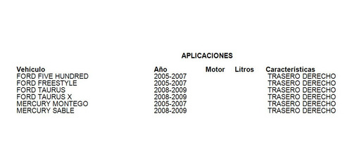 Caliper De Freno Trasero Derecho Mercury Sable 2008-2009 Foto 6