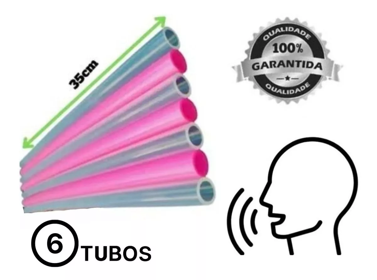 Kit 6 Tubo Ressonância Lax Vox Exercício Vocal Silicone 35cm