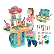 Cozinha Infantil De Brinquedo Para Meninas Maleta 3 Em 1