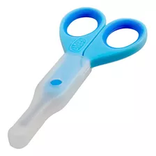 Tesoura Para Bebês Com Protetor Ergonomica Curva Chicco Cor Azul