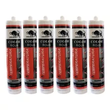 X6 Unidades Silicona Roja Alta Temperatura Color Rojo 300ml