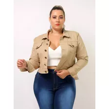 Jaqueta Jeans Plus Size Feminino Com Lycra Grande G1 G2 G3