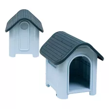 Casita Para Perro Chico Plástico Térmica Razas Pequeñas Color Gris Oscuro