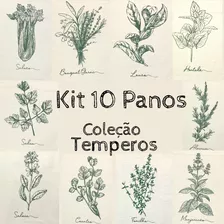 Kit 10 Un Panos De Prato Cru Coleção Temperos Algodão Liso Engomatextil