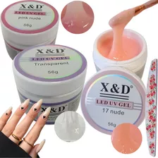 Kit Unha 3 Gel X&d Uv Led 56g Pink Nude, Transparente 