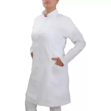 Jaleco Gabardine Feminino Gola Padre, Com Punhos.