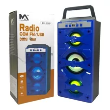 Caixa Som Recarregável Bluetooth Usb Cartão Sd Rádio Fm 