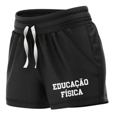 Shorts Feminino De Moletinho Educação Física Bordado Ref 1