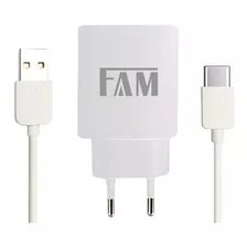 Kit Carregador Com 2 Usb E Cabo Tipo -c Fam 2.4a