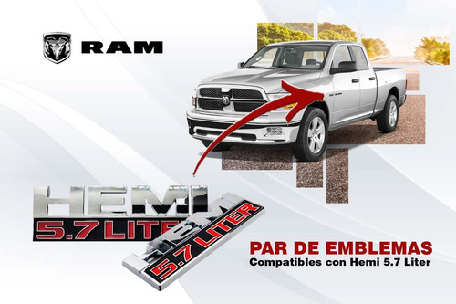 Par De Emblemas Laterales Compatibles Con Hemi-5.7 Liter Foto 2