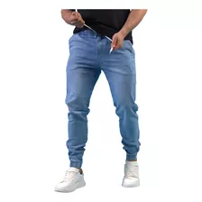 Calça Jeans Camuflada Masculina Jogger Com Punho Elastico