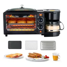 Mini Horno 3 En 1 Desayunero Multifuncional Cafetera Fríe