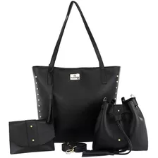 Kit Bolsa Feminina Com 3 Peças Casual Leve Sacola Grande