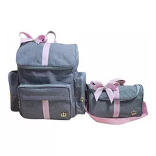 Mochila Bebe + Bolsa Tiracolo M Rosa Luxo Maternidade