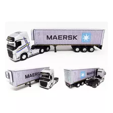 Miniatura Caminhão Volvo + Carreta Container Refrigerado