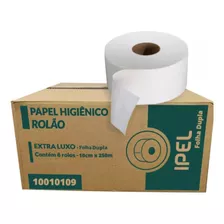 Kit 8 Papel Higienico Rolao Folha Dupla 100% Celulose 250m