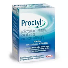 Proctyl 50mg/g + 10mg/g Caixa Com 10 Bisnagas Monodose 3g 