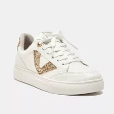 Tênis Via Marte Com Glitter Feminino Cor Branco/dourado