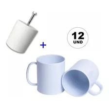 12caneca Plástica 325ml P/sublimação Extra Branca Aaa+culote