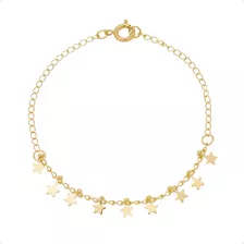 Pulseira Infantil Estrela Menina Delicada Banhada A Ouro 18k