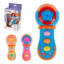 Brinquedo Microfone Infantil Musical Bebê Com Sons E Luzes