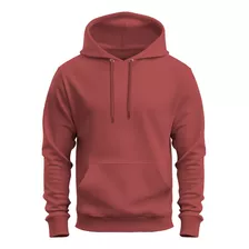 Blusa De Frio Moletom Liso Bordo Com Capuz Basico Inverno