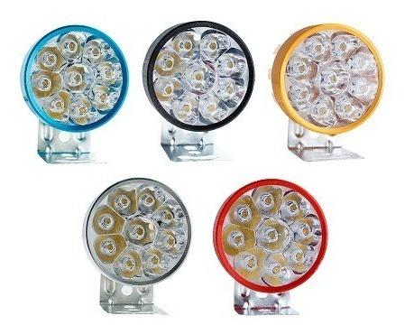 Faro Auxiliar 9 Leds Moto Redondo Estrobo Colores 18w Foto 9