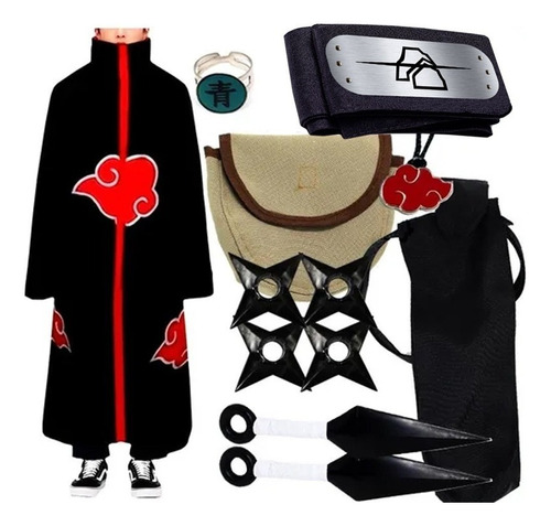 Kit 2 Colares Cordão Naruto Akatsuki Nuvem Vermelha Bandana