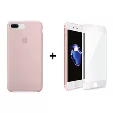 Capa Silicone Compatível iPhone 7 Plus 8 Plus + Película 3d