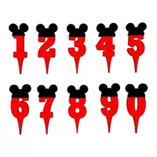 Numeros Con Orejas Mickey Topper Tortaplastico Color