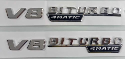 Par Emblemas V8 Biturbo Amg Foto 3