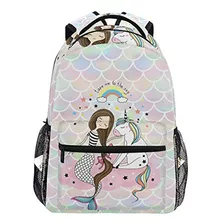Morral Para Niños - Unicorn Mermaid Scale Girls Backpacks Fo
