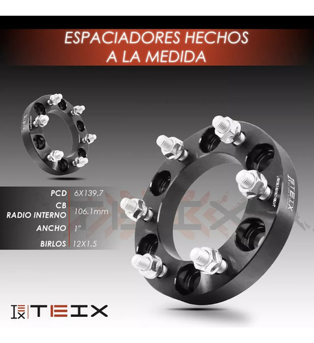 Kit Espaciadores 6x139.7 1 PuLG Toyota Fortuner 2022+ Teix Foto 3