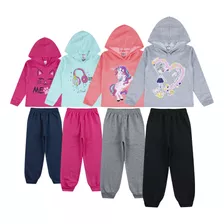 Combo 4 Conjuntos Moletom Infantis Feminino De Inverno Frio