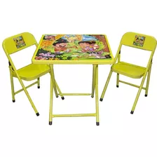 Conjunto Fantasia Mesa Infantil Açomix 2 Cadeiras - Zoo Cor Amarelo