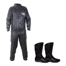 Capa De Chuva Delta + Bota Motosafe Motoqueiro Motoboy