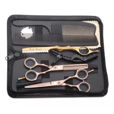 5.5 Inch Hair Cutting Scissors Set With Razor, Leather Sciss